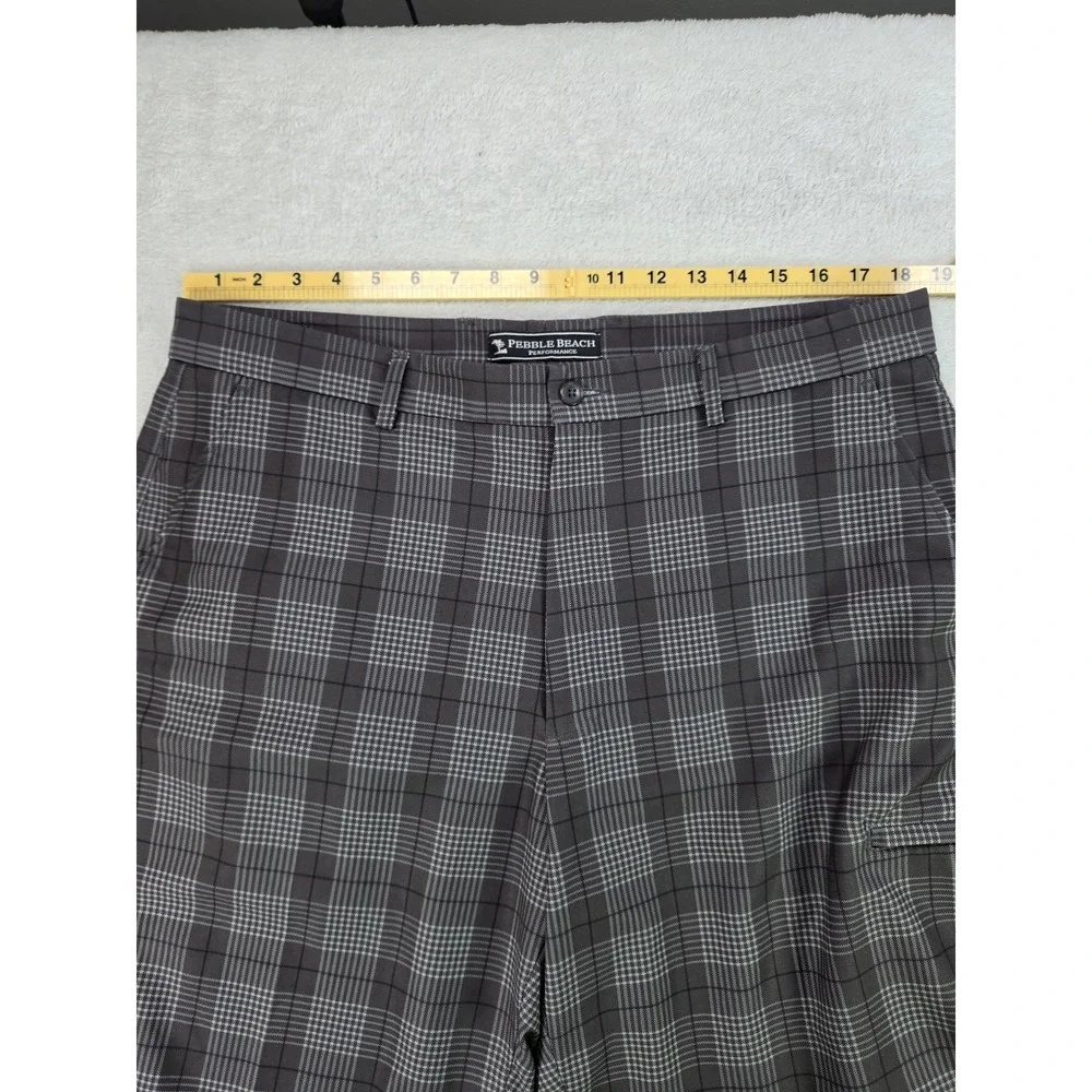 Pebble Beach Golf Shorts Mens 38 Gray Plaid Performance Stretch Casual...